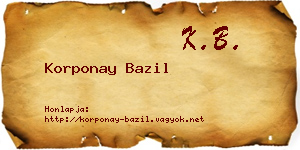 Korponay Bazil névjegykártya